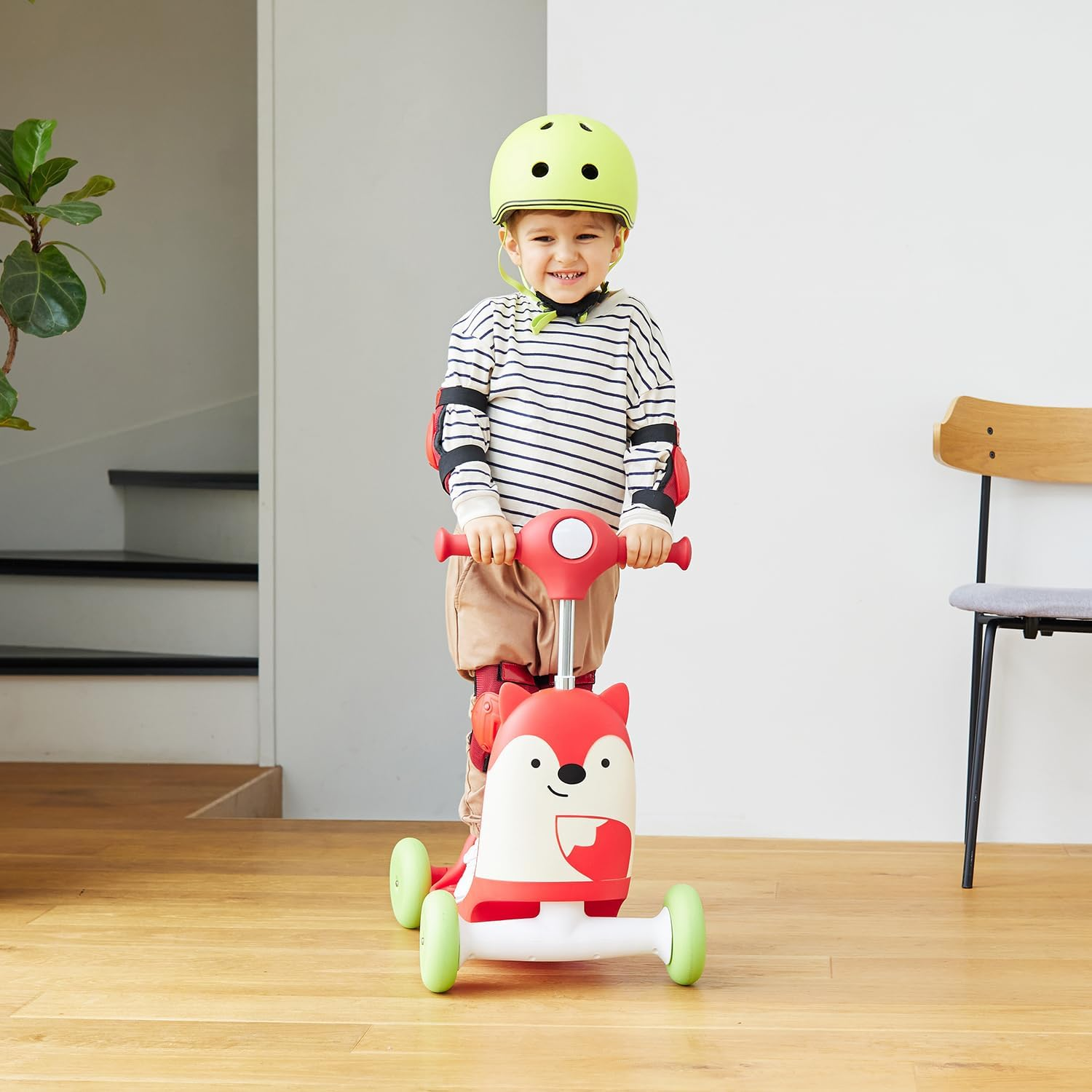 Skip Hop Zoo Fox 3-In-1 Ride on Toy for Toddlers - Baby Walker Push Toy, Ride-On Scooter with Adjustable Handle - Lights & Sounds - Indoor Play for 1&ndash;3 Years image number 3