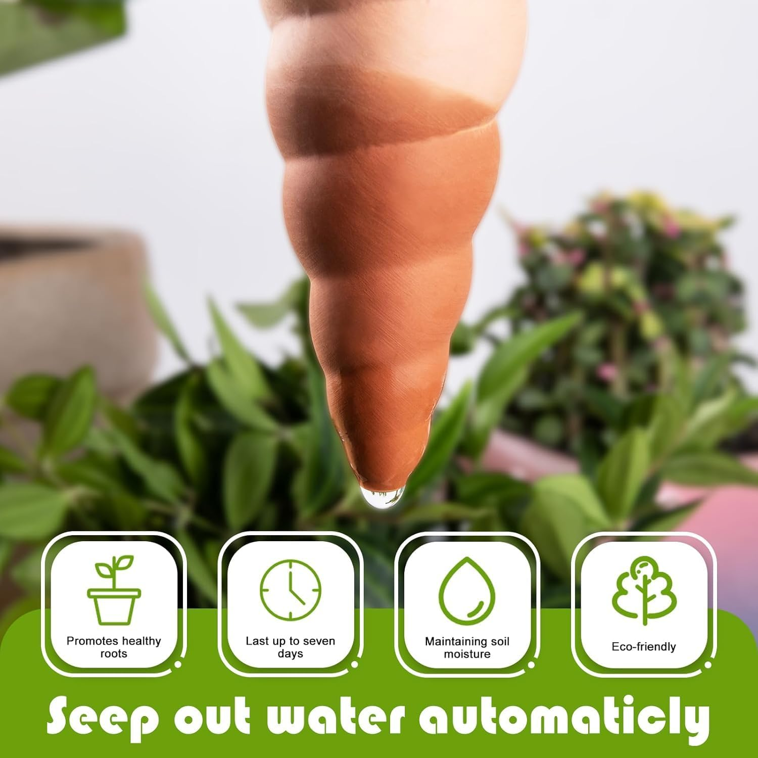 4 Pack Terracotta Self Watering Spike Frog Shape Unattended Ceramic Automatic Plant Potted Watering Stakes,Automatic Holiday Watering,Continuous Moisture,Slow Release Watering image number 5