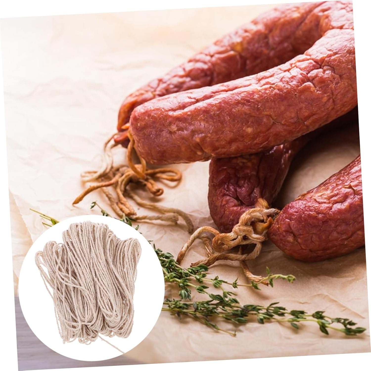 Cotton Butcher Twine Meat Tying String Kitchen Cooking Thread Natural Food-Grade Cotton Rope 30M for Sausage Wrapping and Meat Packaging image number 3