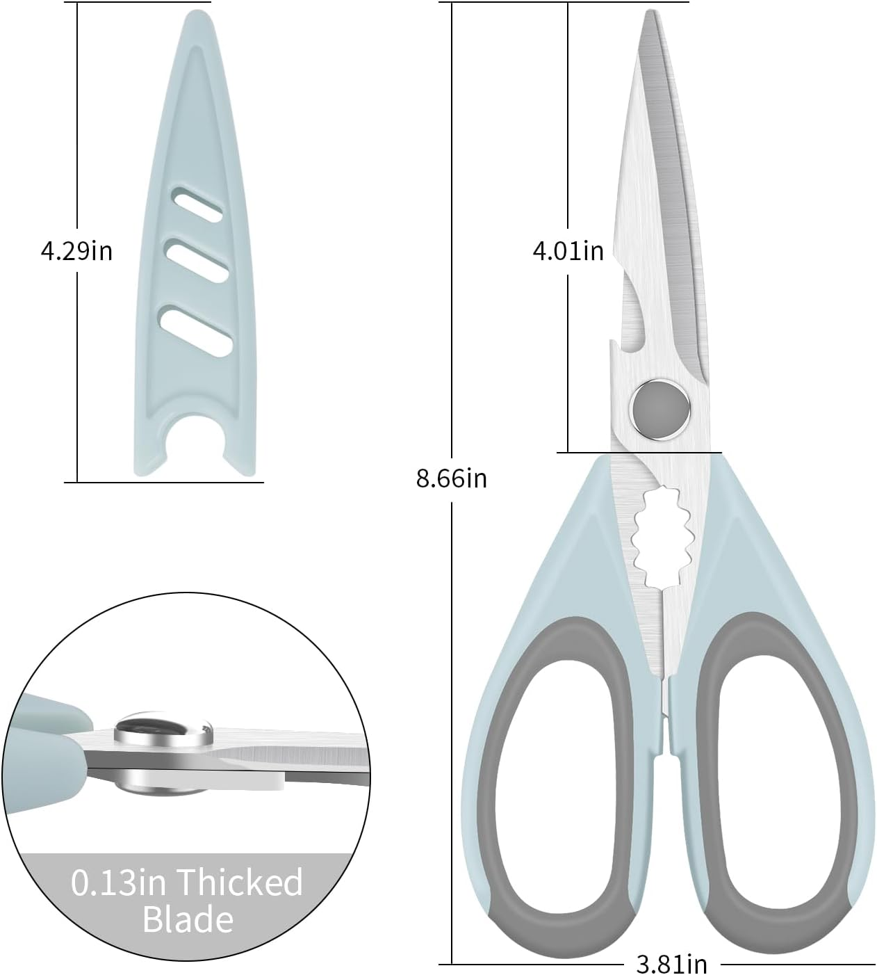 Left Handed Scissors - Multifunctional, Heavy Duty for Meat & Poultry, Safe Food Scissors - Stainless Steel image number 1