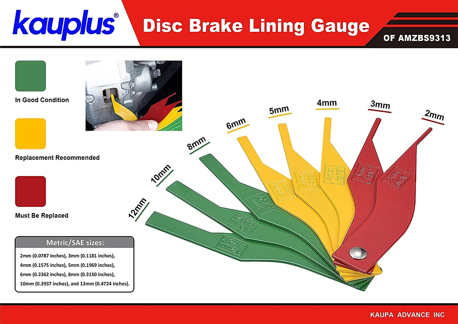 Brake Service Kit, 14-Piece Professional Drum Brake Tool Set W/Brake Lining Gauge&hellip; image number 3