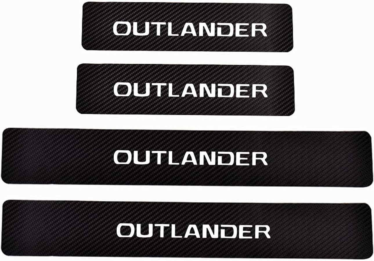 Decoration Car Door Entry Guard Door Sill Scuff Plate Car Door Sill Protector Stickers Compatible with Mitsubishi Outlander Carbon Fiber Leather （White） image number 5