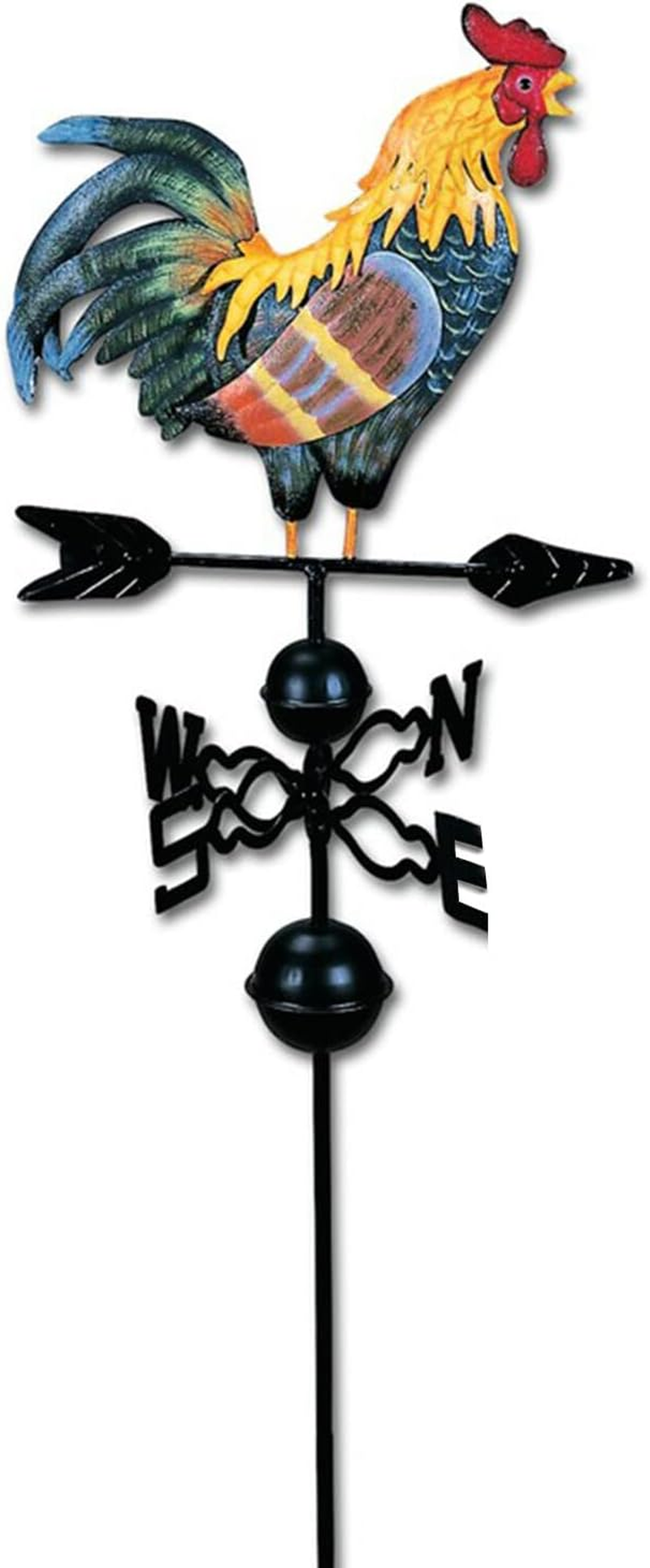 Metal Weathervane Rooster Shape Weather Vane Garden Fences Stake Yard Roofs Weathervane Decor Colorful Ornament image number 3