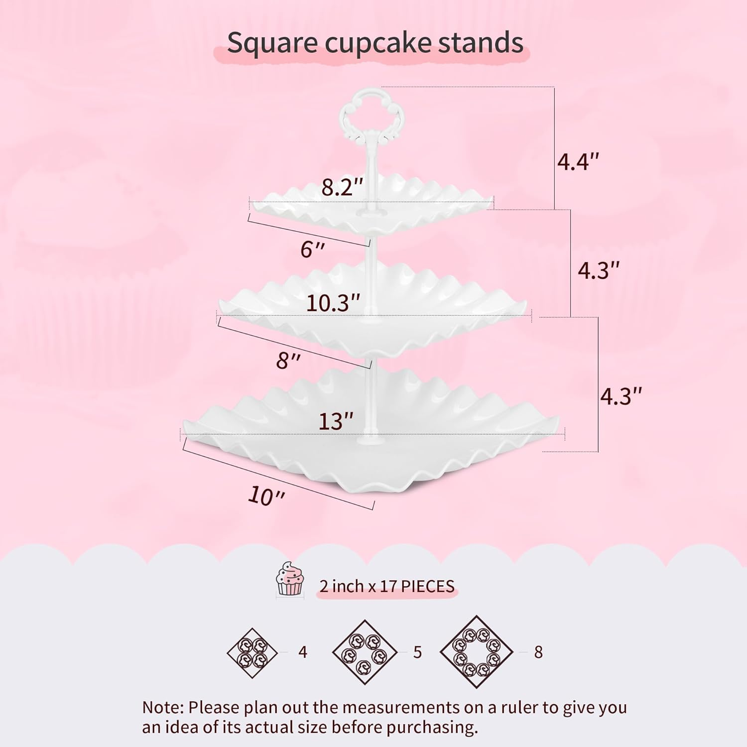 NWK 5 Piece Cake Stand Set with 2Xlarge 3-Tier Cupcake Stands + 3X Appetizer Trays Perfect for Wedding Birthday Baby Shower Tea Party (White) image number 1