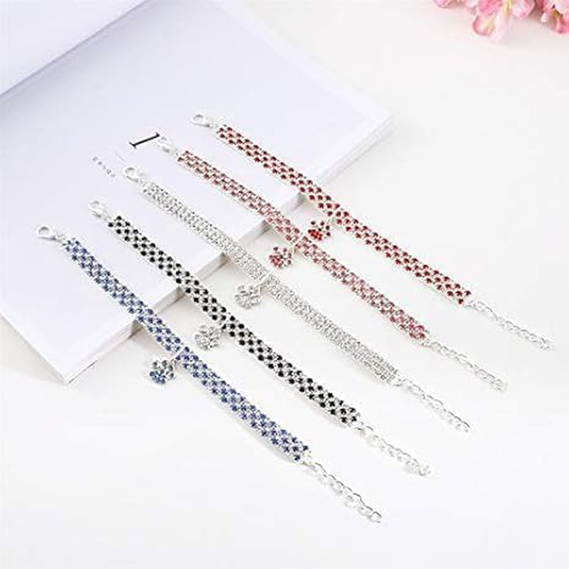 Bling Dog Necklace Collar for Small Dogs Rhinestone Puppy Necklace Girl Cute Sparkly Glitter Crystal Diamond Cat Collar for Kittens (White, S)