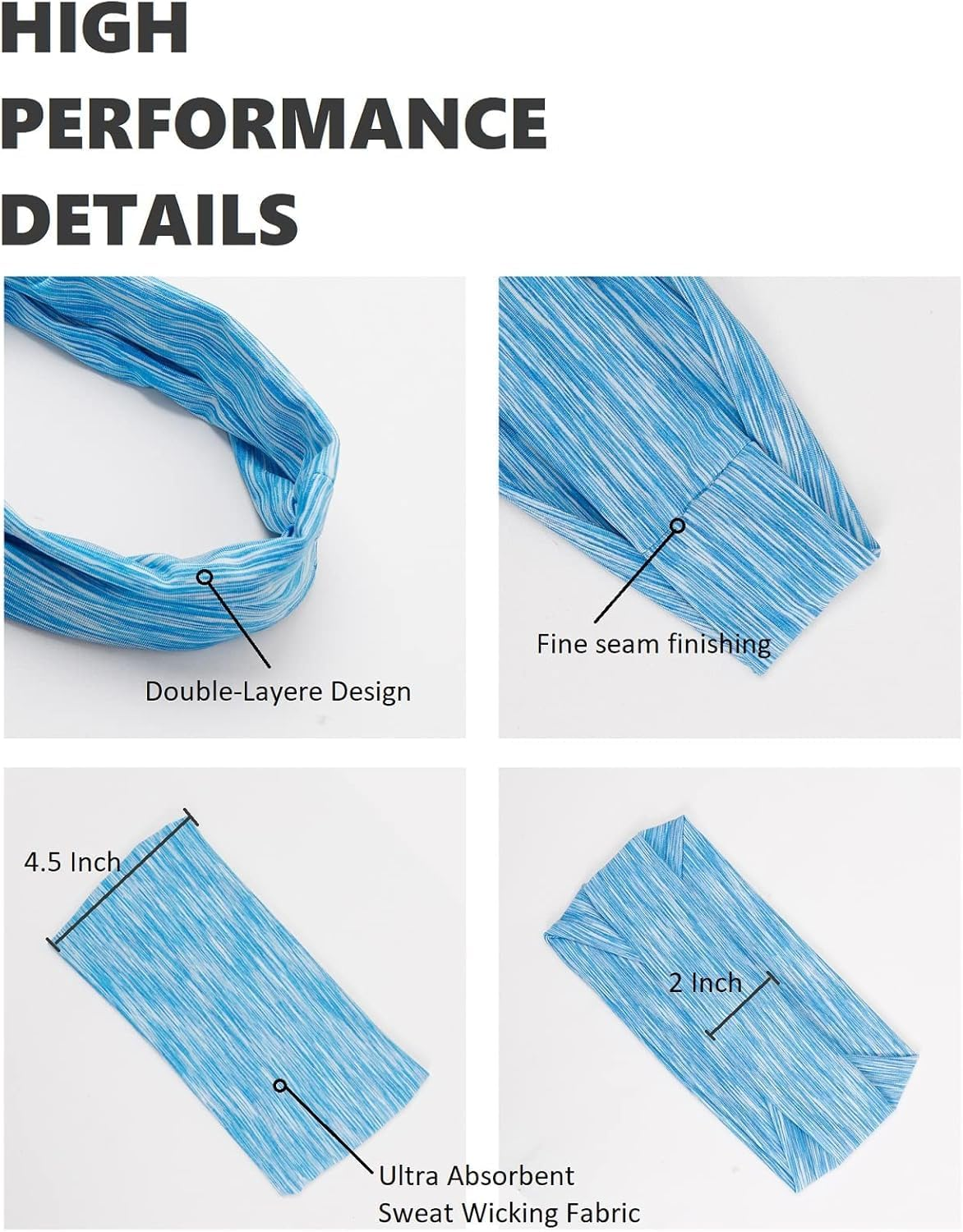 Workout Headbands for Women Non Slip Sweatbands Hair Band&rsquo;S for Women Athletic Hair Sports Yoga Running Moisture Wicking Headband