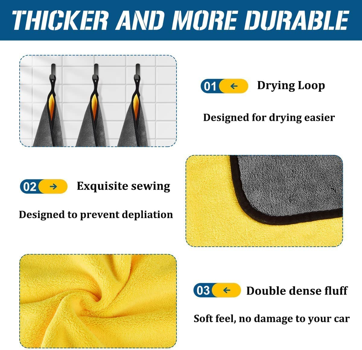 Microfiber Towel 5 Pack, Super Absorbent Drying Microfiber Cleaning Cloth for Car, House, Kitchen, Window image number 5