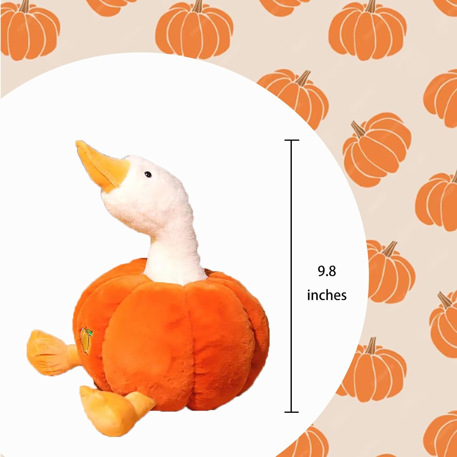 9.8'' Pumpkin Duck Plush Toy Cute Hugging Plush Pillow, Goose Stuffed Animal for Halloween Christmas Birthday Parties Decorate and Gifts image number 1