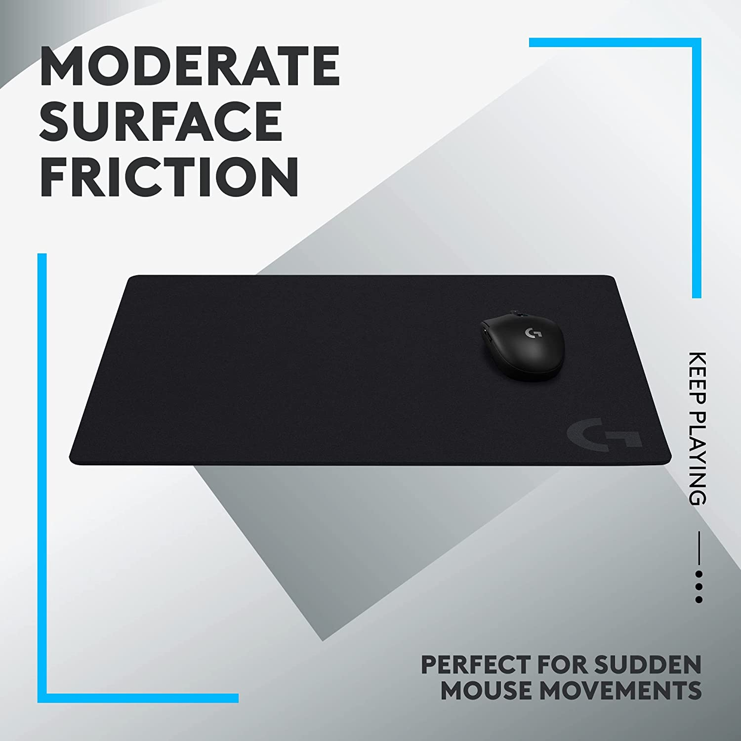 Logitech G640 Large Cloth Gaming Mouse Pad, Optimised for Gaming Sensors, Moderate Surface Friction, Non-Slip Mouse Mat, Mac and PC Gaming Accessories, 460 X 600 X 3 Mm image number 3
