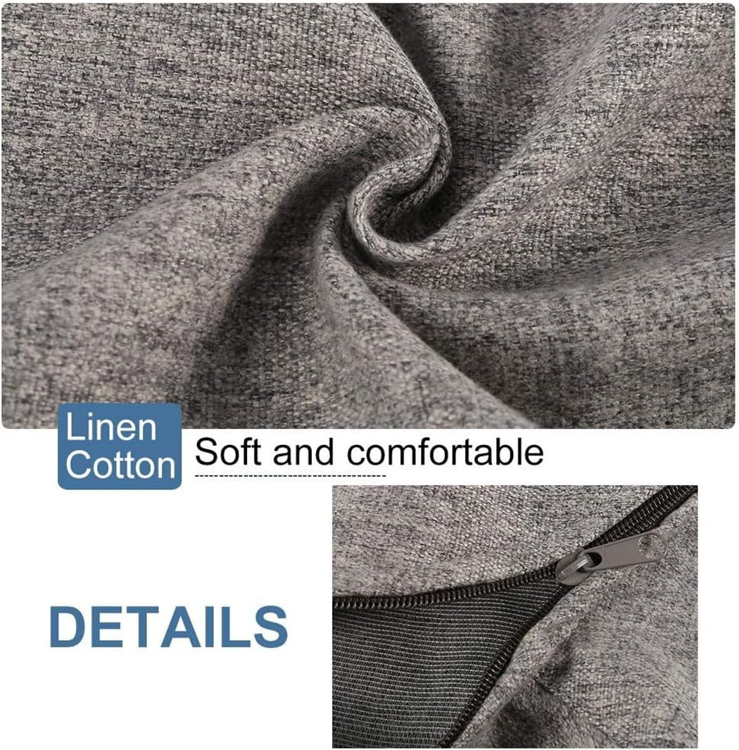 Bean Bag Chair Sofa Cover(No Filler), Stuffable Zipper Lazy Lounger Beanbag Cover, Cotton Linen Memory Foam Beanbag Replacement Cover for Adults and Kids without Filling,100X120Cm Grey image number 2