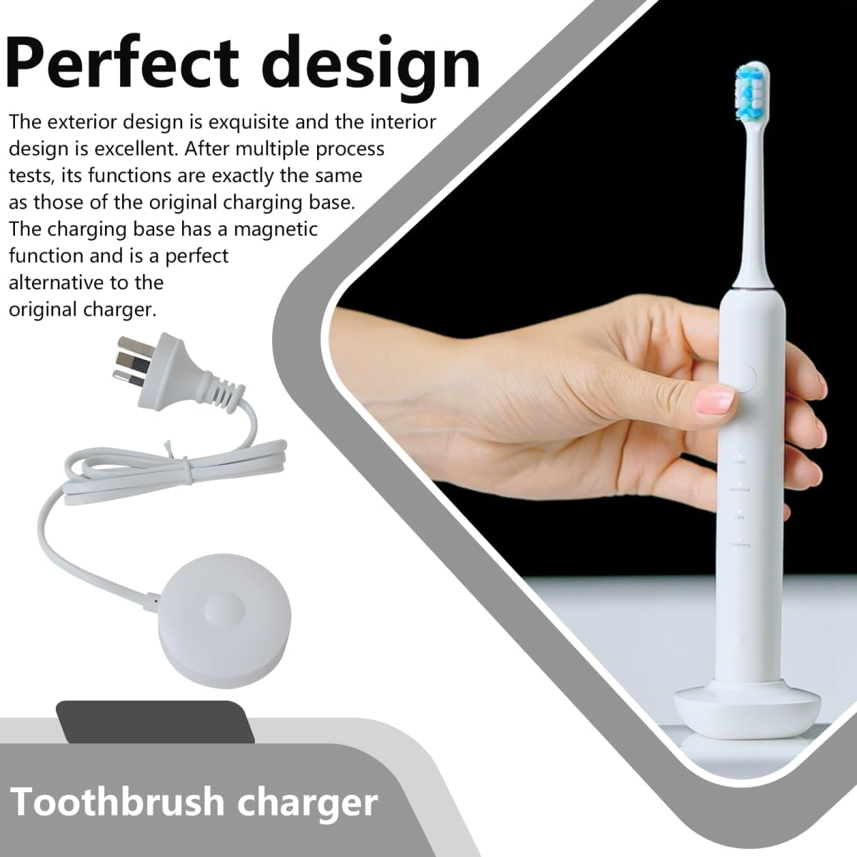 Charger Replacement Fit for 3768 Magnetic Charger Base, Compatible for Oral B Io7 Io8 Io9 Electric Toothbrush, 2-Pin AU Plug image number 5