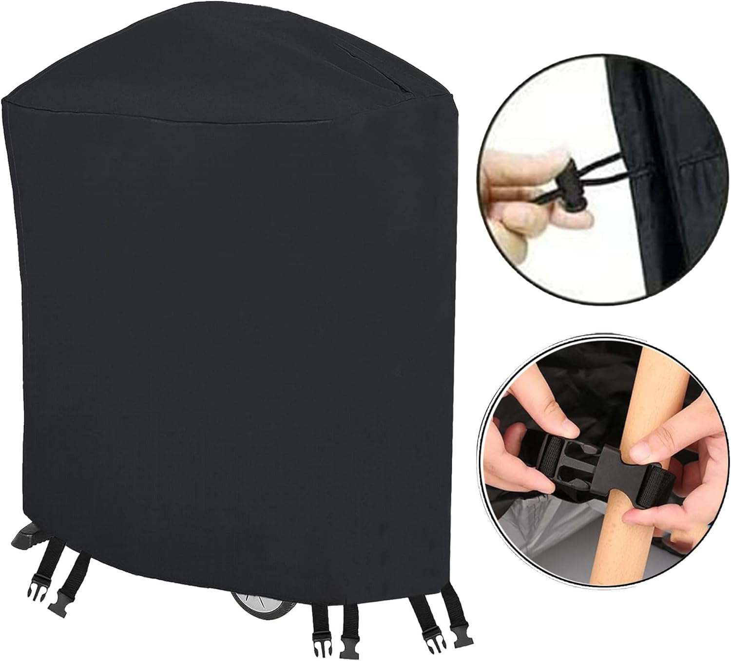 Extended BBQ Cover Outdoor Waterproof BBQ Grill Cover for Weber Q100 Q1000 Q1200 Q200 Q2000 Q2200 Series Grills with the Q Portable Cart - Longer Barbecue Cover for Weber 7113-81.28X43.18X96.52Cm image number 4