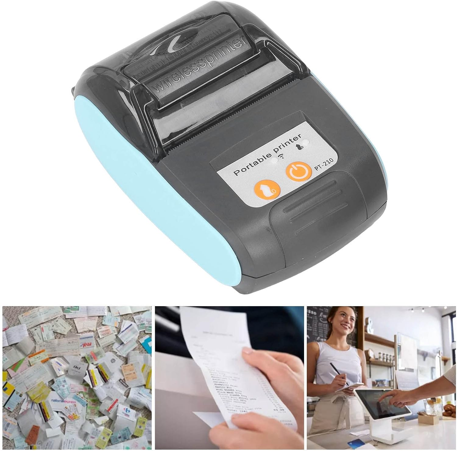 Receipt Printer, Portable 58Mm Mini Thermal Pos Printer, Mobile Wireless Thermal Printer for Restaurant Sales Retail Compatible with Android (Without Storage Bag) image number 5