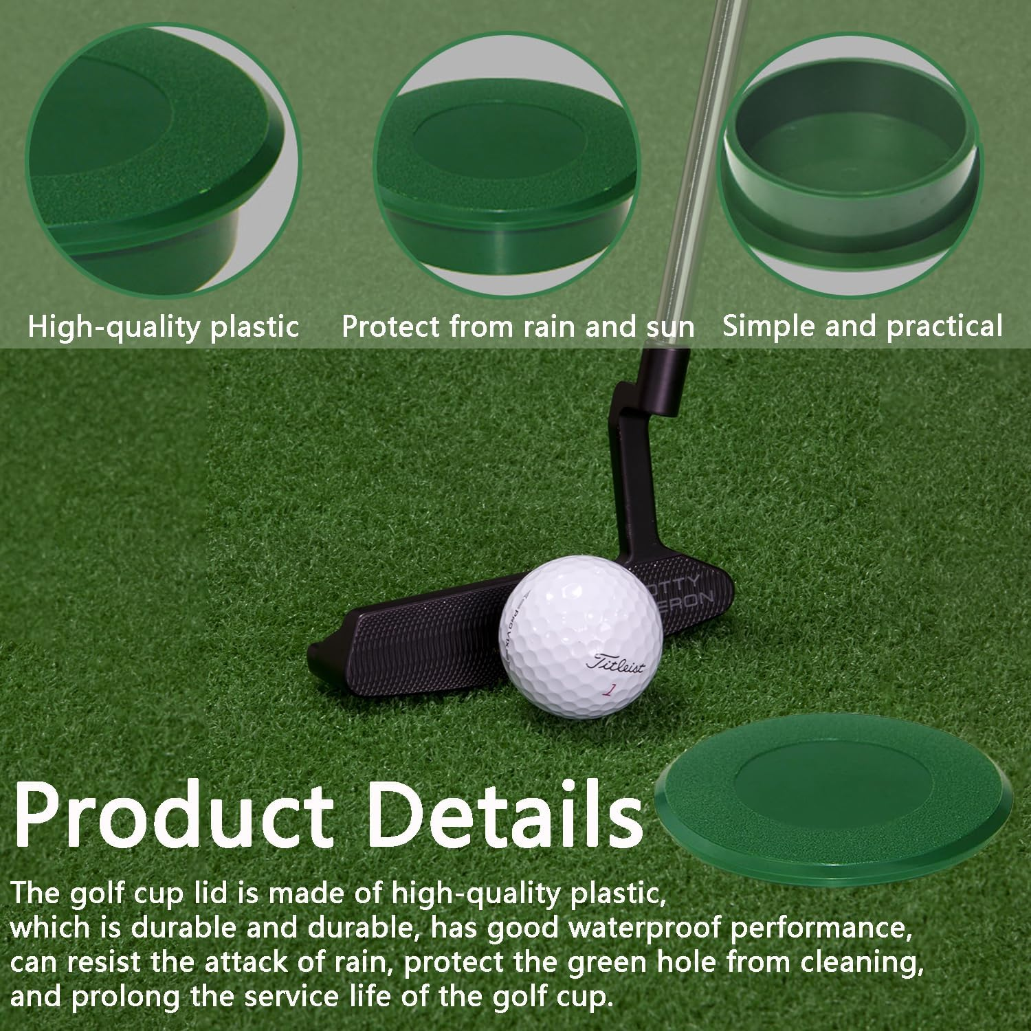 Professional Golf Cup Cover Universal Putting Green Hole Practice Training Aids Hole Lid Protection for Golf Courses and Outdoor image number 4