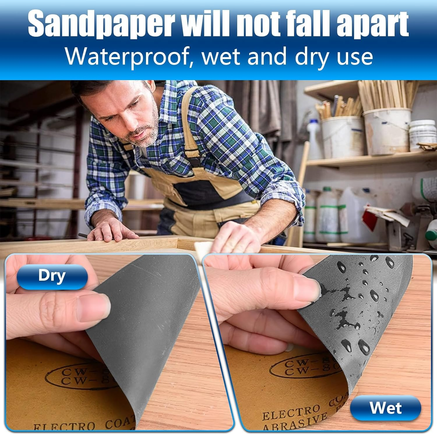 Sand Paper, Sandpaper Sheets 120/150/180/240/320/400/600/800/1000/1500/2500/3000Grit, 12Pcs Wet Sandpaper for Wood, Metal and Car Polishing (23 X 9Cm/9 X 3.6Inch) image number 5