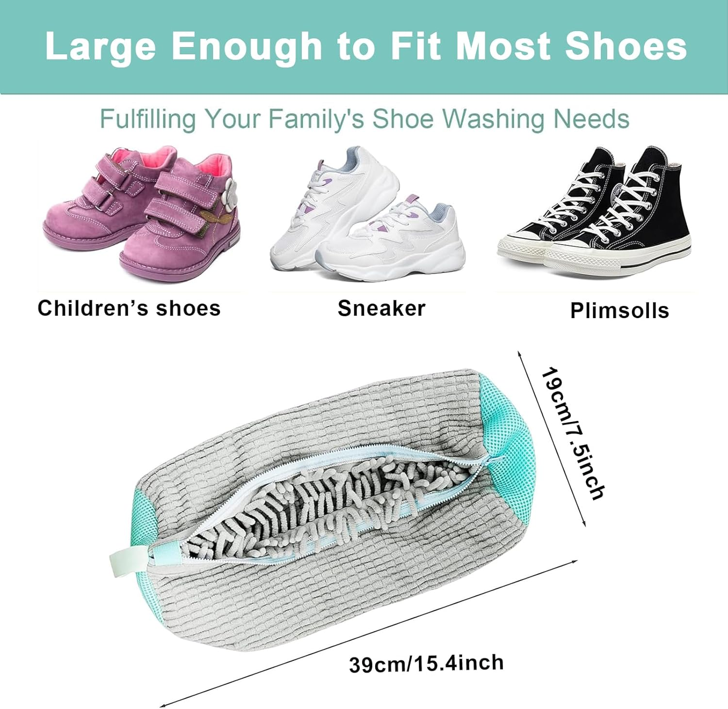 Shoes Laundry Machine Bag,Tuoyi 1 Pack Wrap-Around Washer and Dryer Zipper Storage Bag,Reusable Shoe Washing Bags for Washable Shoes image number 4