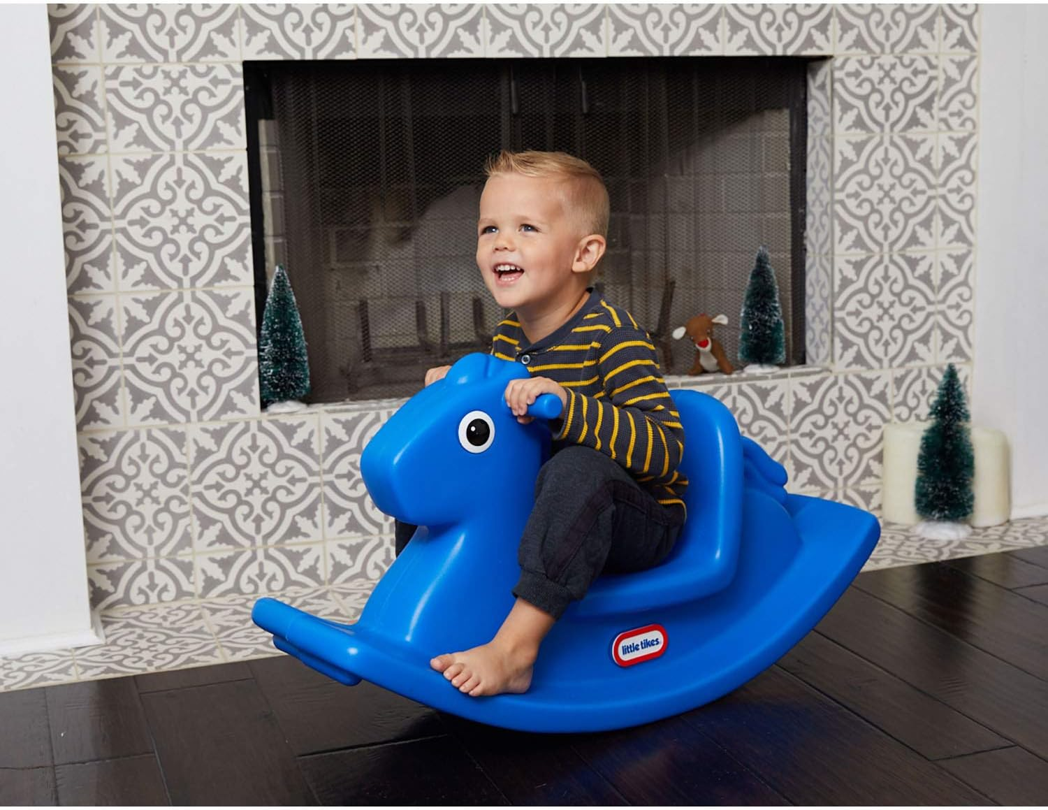 Little Tikes Primary Blue Rocking Horse - Traditional Rocker with Classic Design - Rounded Edges, Easy Grip Handles, and High Back Seat - Encourages Imaginative Play - for Kids Ages 1-3 Years image number 1