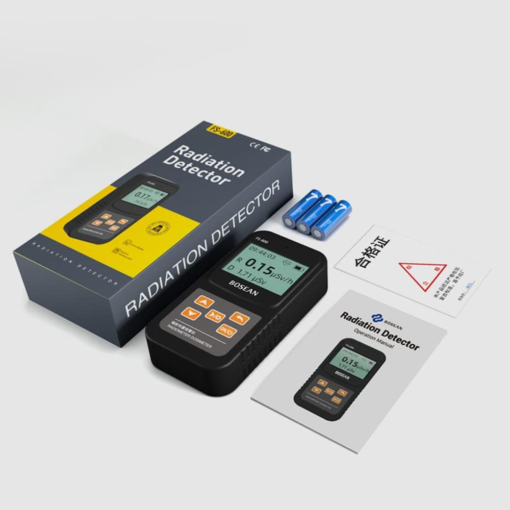 Vindor Geiger Counter Radiation Detector, Counter Dosage Alarm Device Radio Activity Dosimeter Tester Durable Radiation Protection Supplies for Home Office/569 (Color : White)