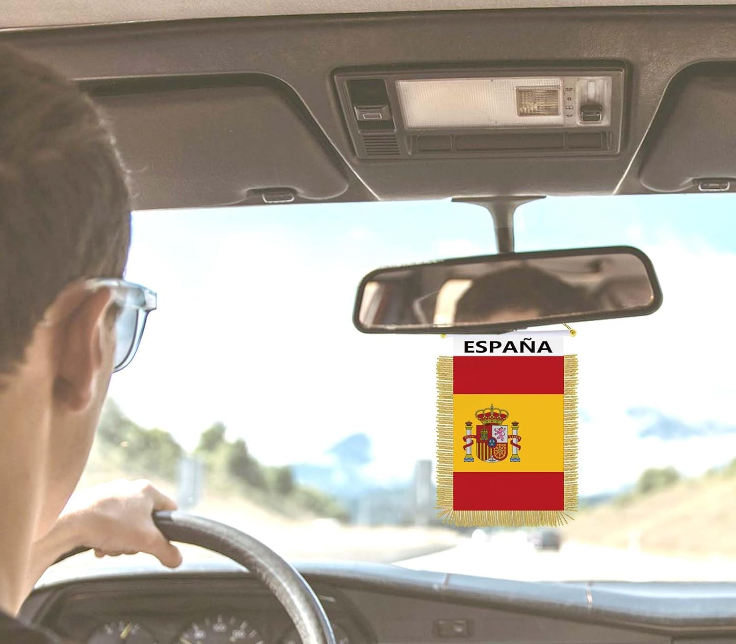 2 PCS Spain Suction Cup Hanger Hang Flag,4&times;6 Inch Small Spanish Hanging Banner,Tiny Printing Decor for Office Home Table Car image number 2