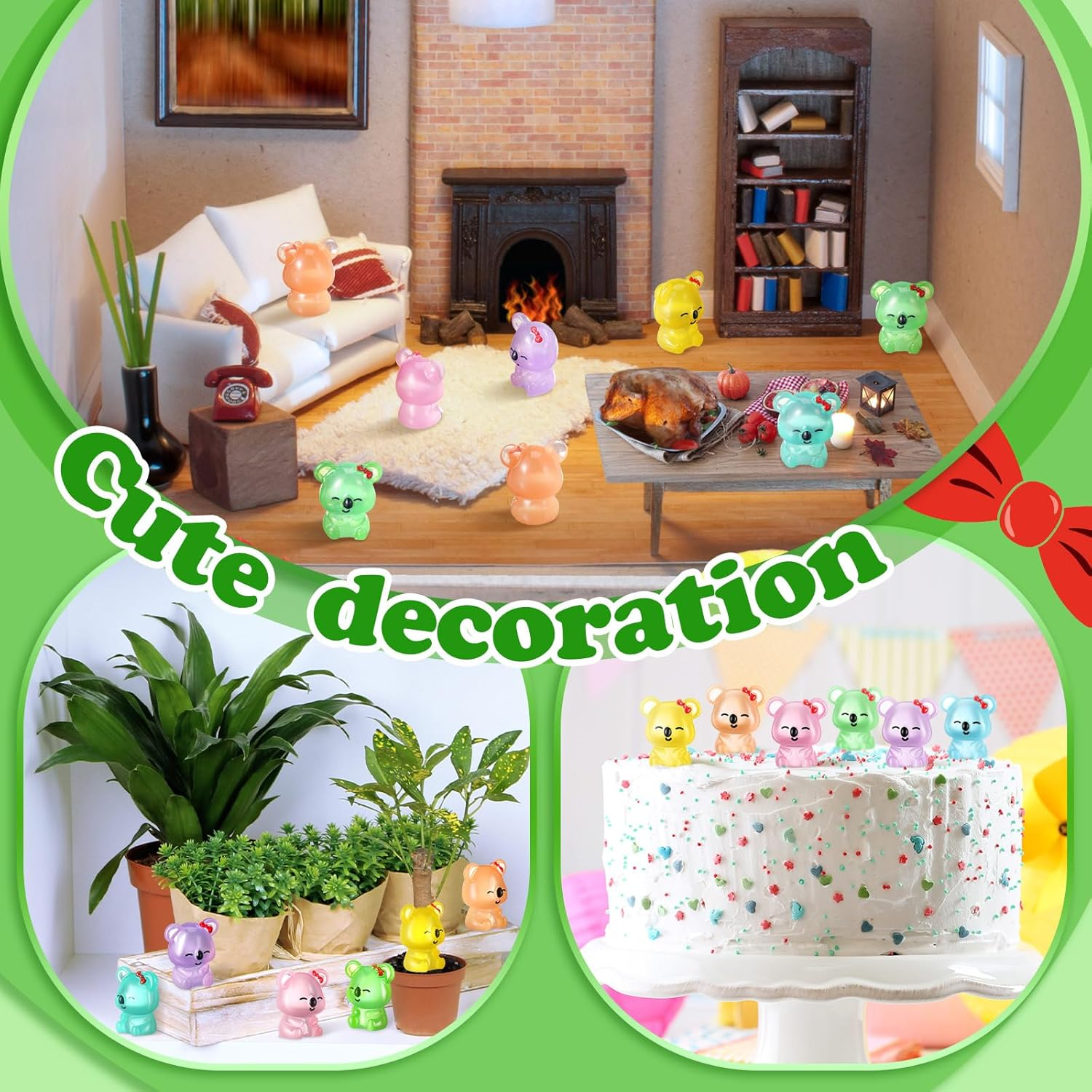 90 Pcs Resin Koala Miniatures Mini Animals Figures Cute Koala Figurine Fairy Decor Animal Ornament for Home Decoration Garden Landscape Accessories Craft Cake Decoration DIY image number 2