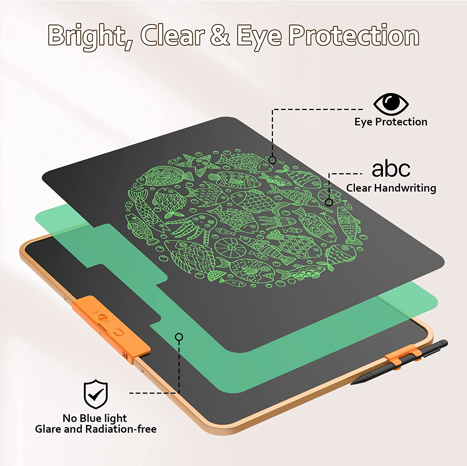 TUGAU LCD Writing Tablet,21 Inch Large Doodle Tablet Writing Pad, Electronic Erasable Drawing Tablet Educational Learning Toys Christmas Birthday Gifts for 3-12 Year Old Kids Adults Home School