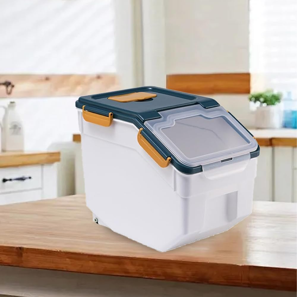TOMVAES Rice Storage Container, Rice Bucket with Lids, Grain Pet Food Bin, Insect and Moisture Proof Rice round Drum, Household, 10Kg image number 1