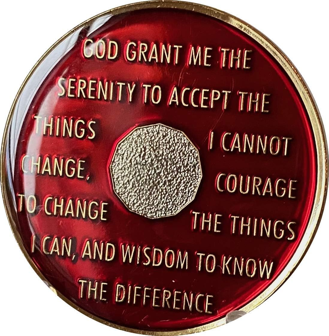 5 Year AA Medallion Metallic Mandarin Red Sobriety Chip, Brass image number 2