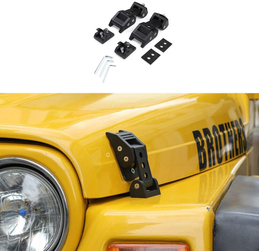 Jecar TJ Hood Latch Hood Lock Catch - Aluminum Hood Latches Catch Kit for Jeep Wrangler TJ Accessories 1997-2006