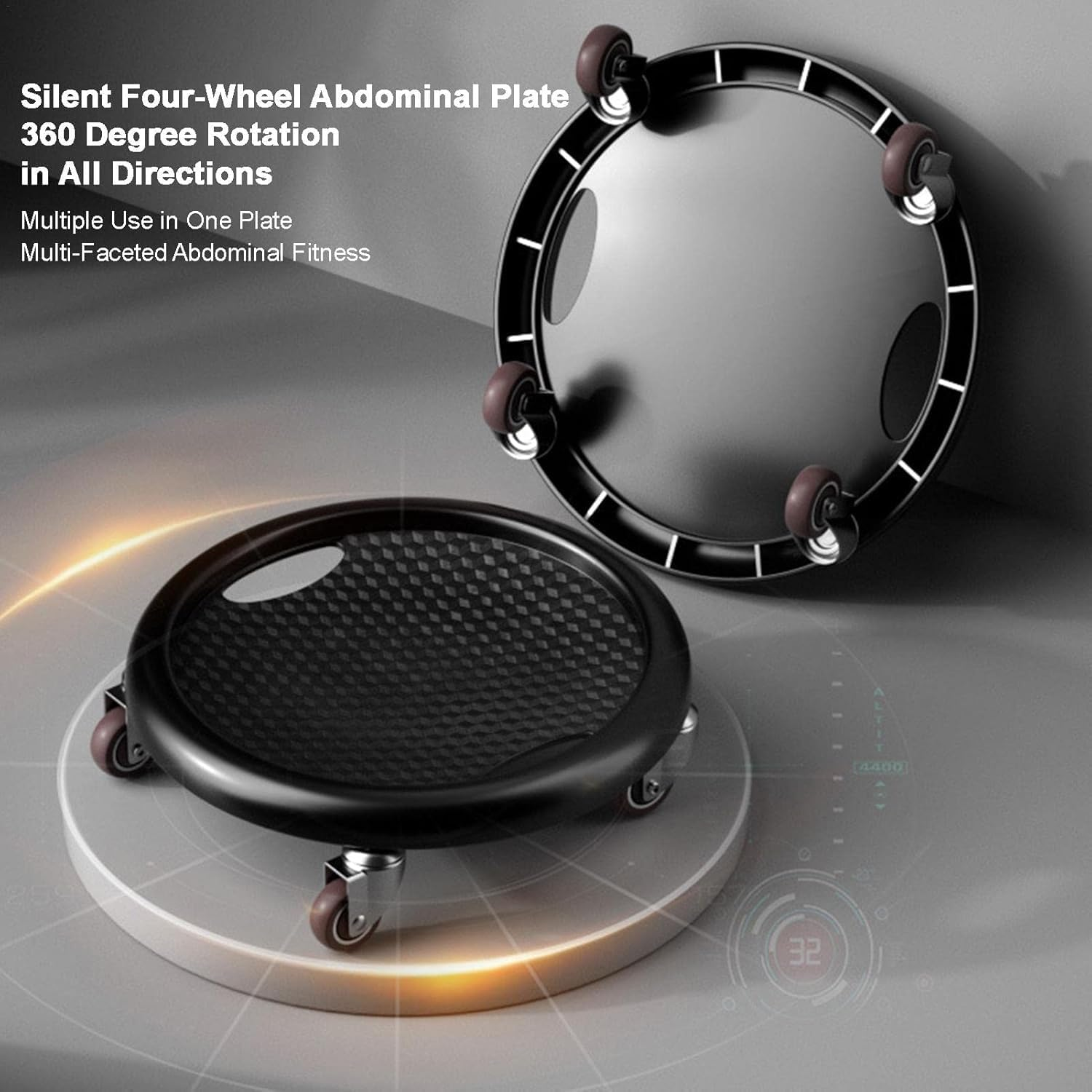 Ab Roller Wheel with 4 Rollers &ndash; Core Coaster Abdominal Muscle Trainer Disc for Home Gym, Core Strength Workout, Ab Exercise Equipment for Fitness Training