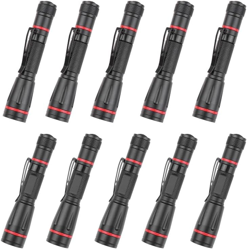 LED Pocket Pen Light Flashlight Small Mini Flashlights Handheld Pen Lights Penlight with Clip for Camping, Home, Outdoor, Inspection, Emergency Use (10 Pieces 3.7 Inches)