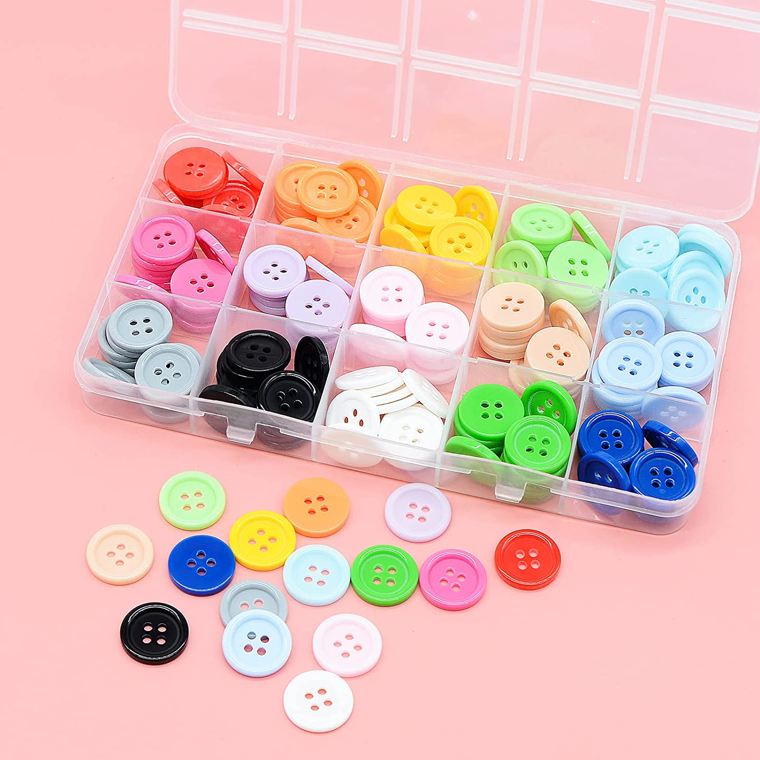 180Pcs Multicolor Resin round 4-Hole Sewing Buttons, 18Mm, Suitable for Clothing, Pillow Cases & DIY Craft image number 5
