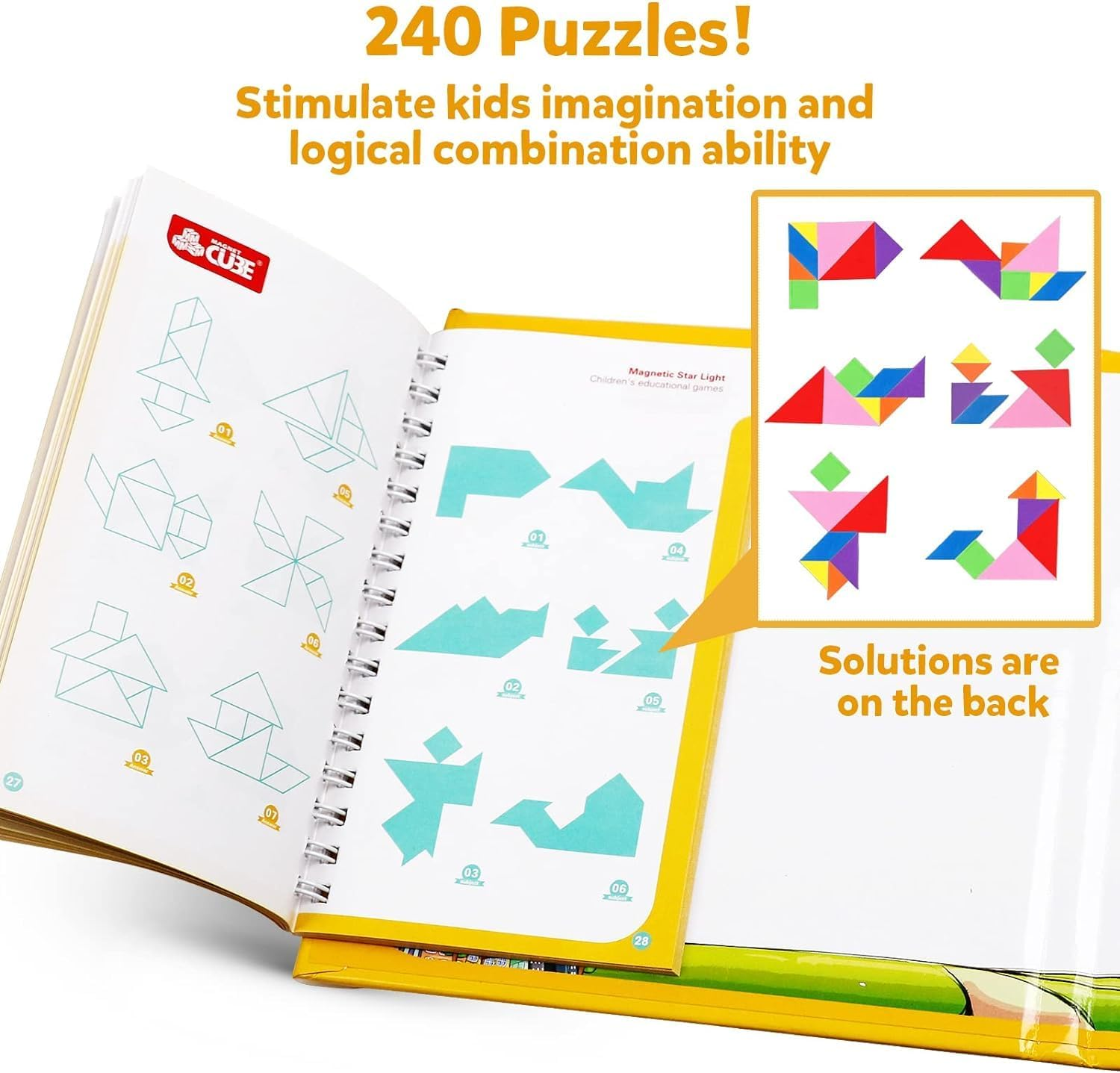 Travel Tangram Puzzle with 2 Set of Magnetic Tangram - Road Trip Tangoes Jigsaw Shapes Dissection Games with Solution - IQ Book Educational Toy Brain Teaser Kid Adult Challenge image number 1