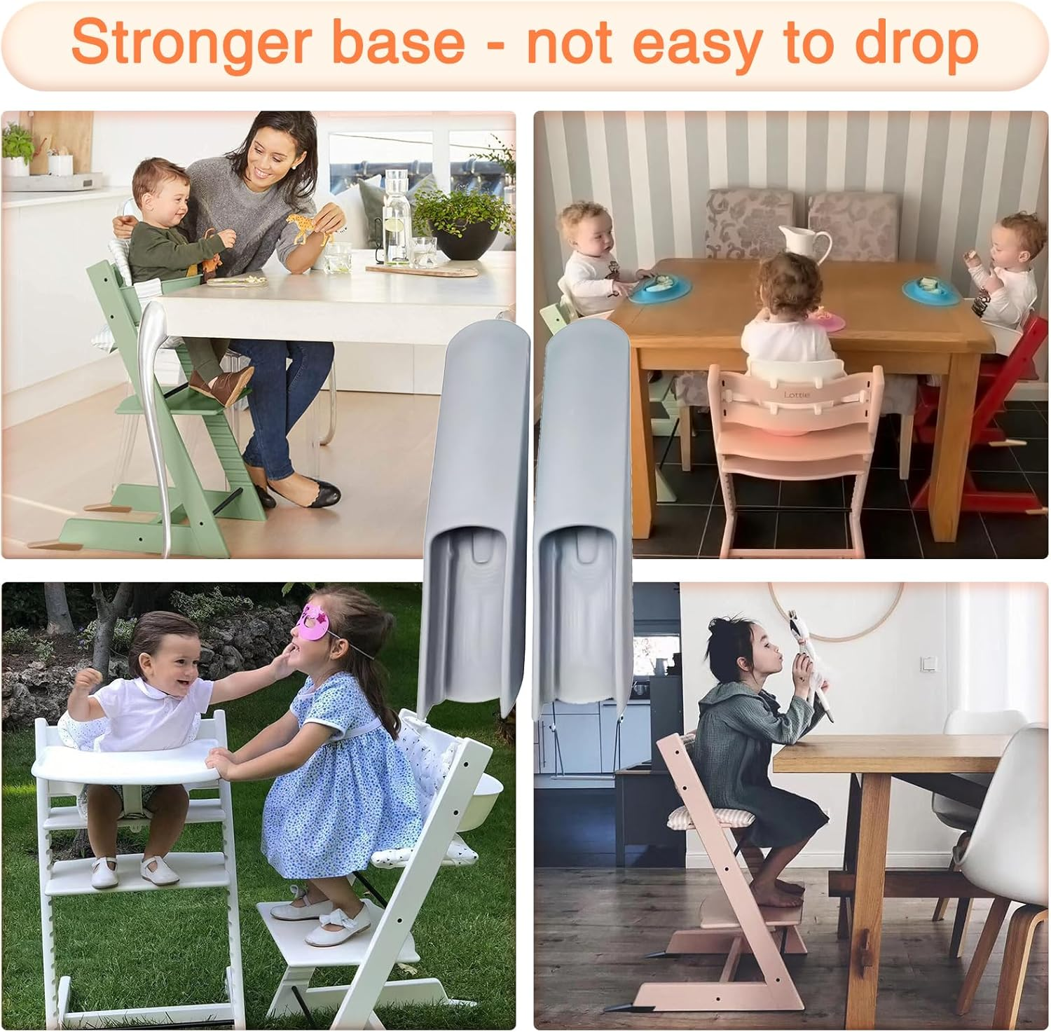 Extended Glider Set Compatible for Stokke Tripp Trapp Highchair - Compatible with Tripp Trapp Models after May 2006 (Storm Grey) image number 2