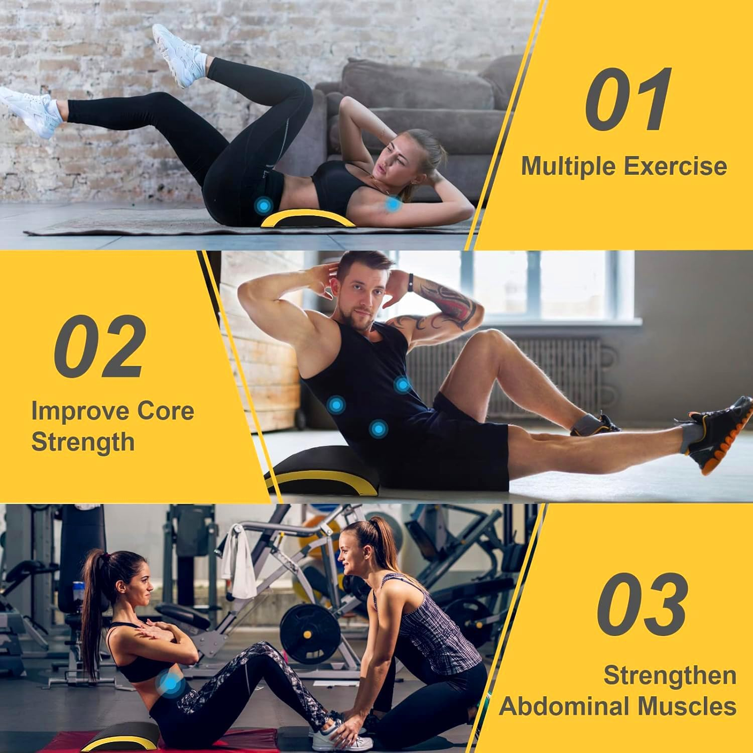 Ab Exercise Mat &ndash; Portable Padded Fitness Mat for Abdominal and Core Training, Sit-Ups, Push-Ups, Full Range of Motion with Curved Back Support, Black image number 1