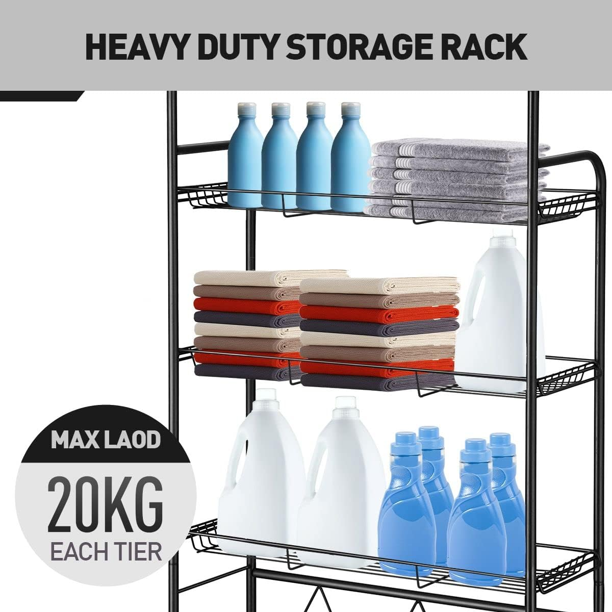 3-Tier over Toilet Washing Machine Shelf Steel Freestanding Bathroom Rack Laundry Shelf Storage Organizer image number 1
