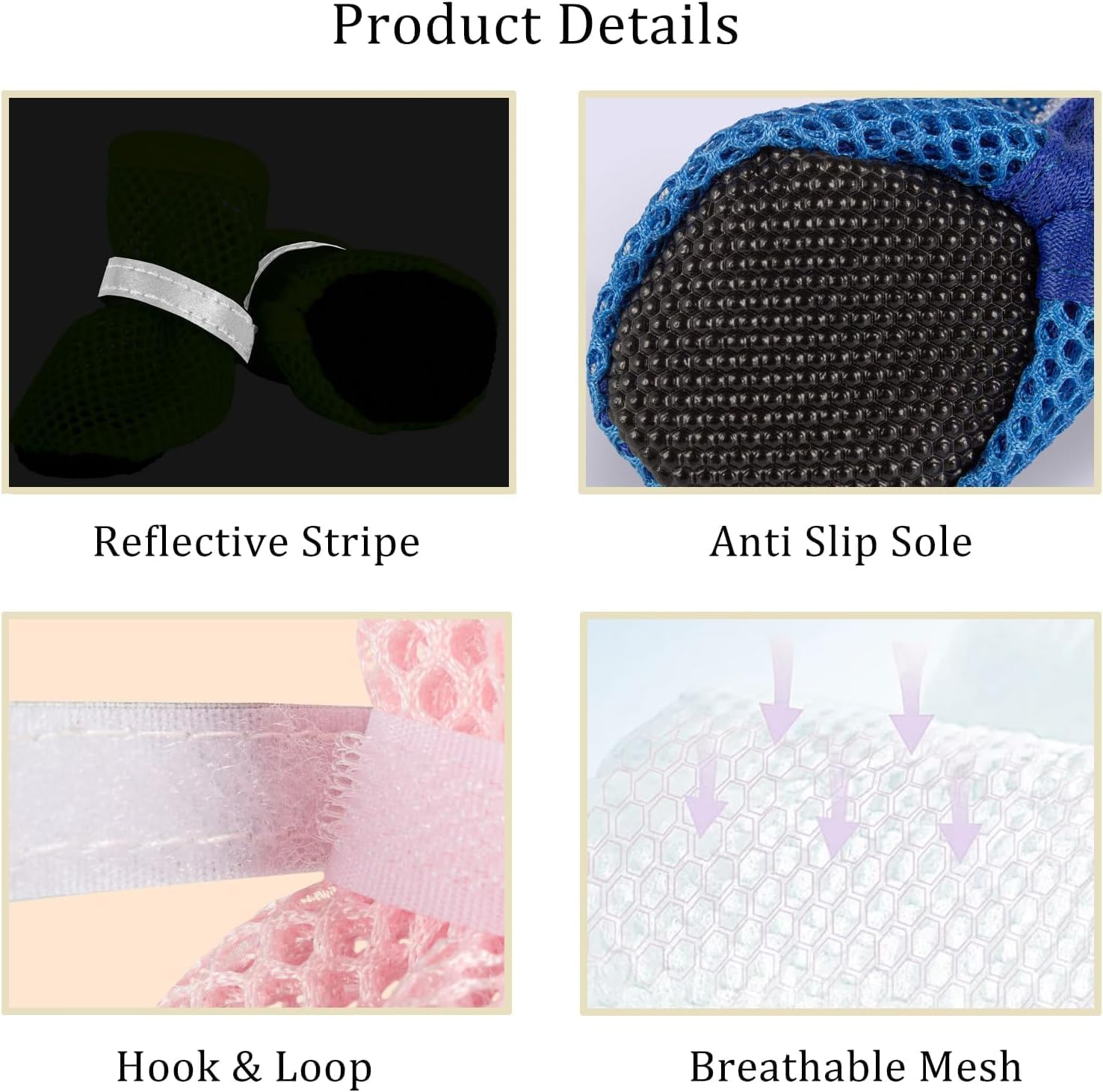 Dog Shoes Breathable Mesh Boots,Summer Breathable Dog Boots Nonslip Sole Paw Protector for Small Medium Dogs (Green, M) image number 4