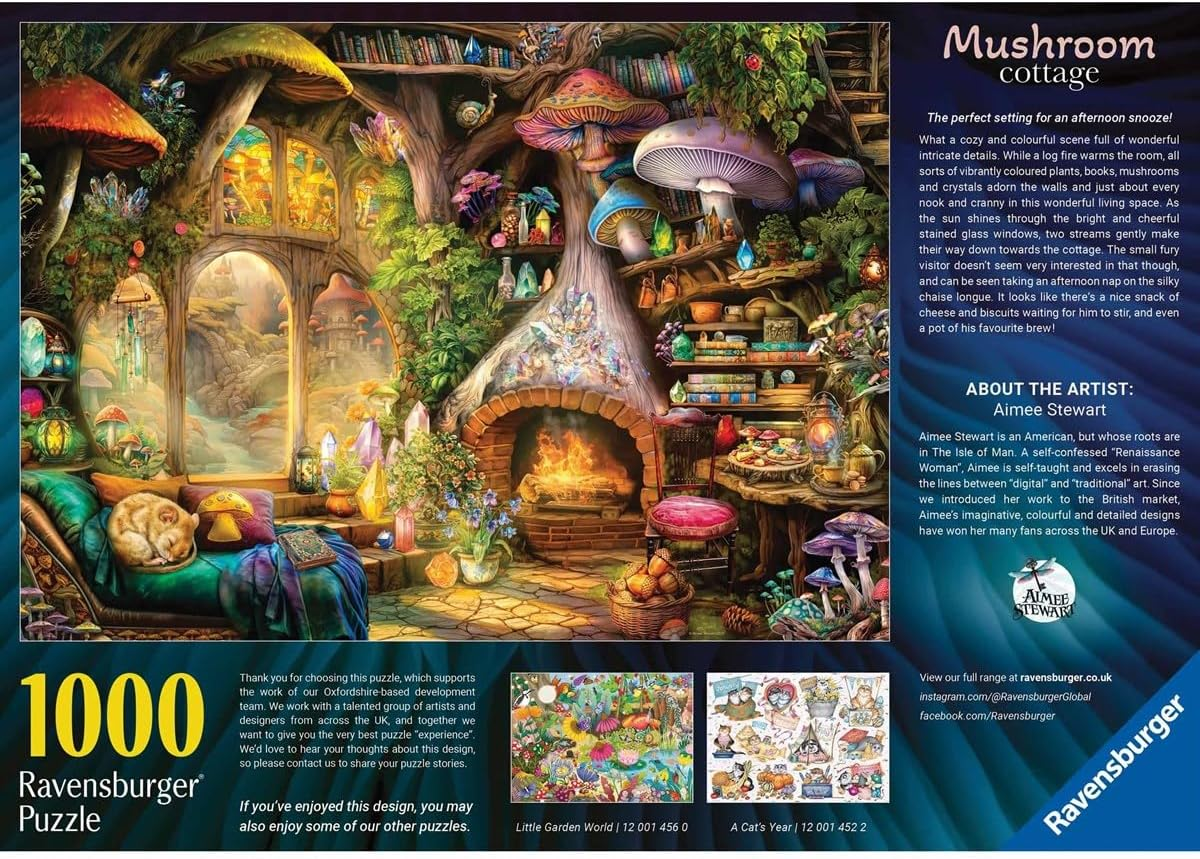 Ravensburger Mushroom Cottage Puzzle &ndash; 1000 Piece Jigsaw for Adults, Fantasy Cottagecore Art Scene image number 1