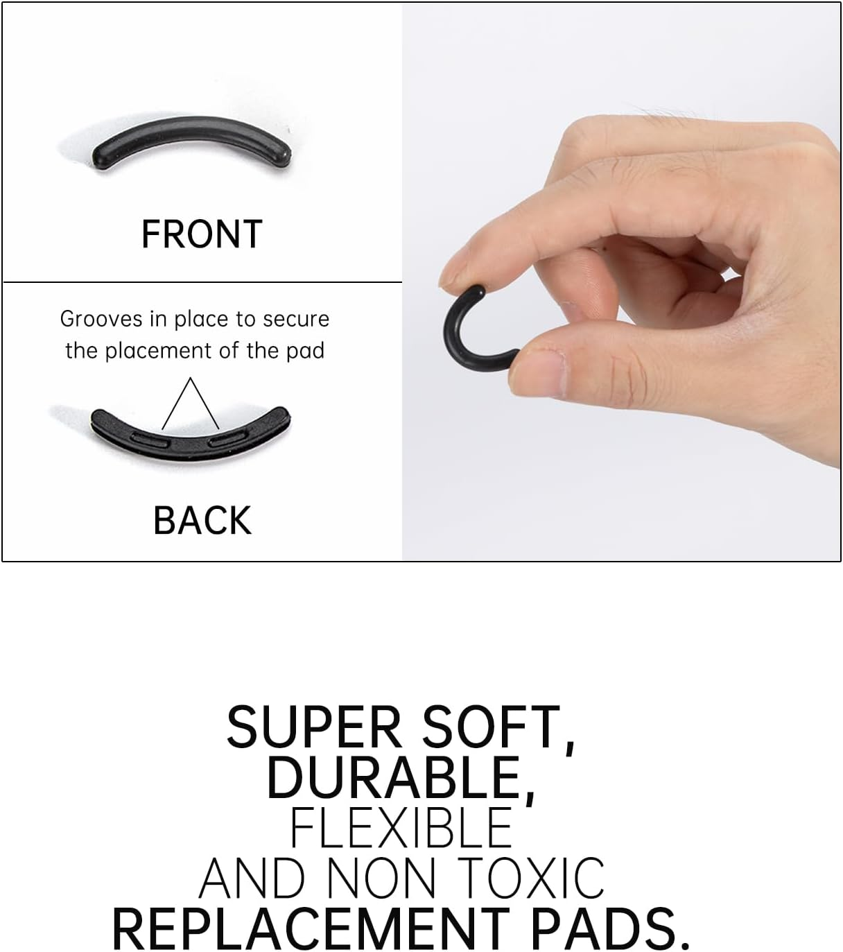 Eyelash Curler Refills Compatible with Shu Uemura,Eyelash Curler Pads 24Pcs,Silicone Lash Curler Refill Pads Compatible with Shu Uemura (Black) - Black image number 4