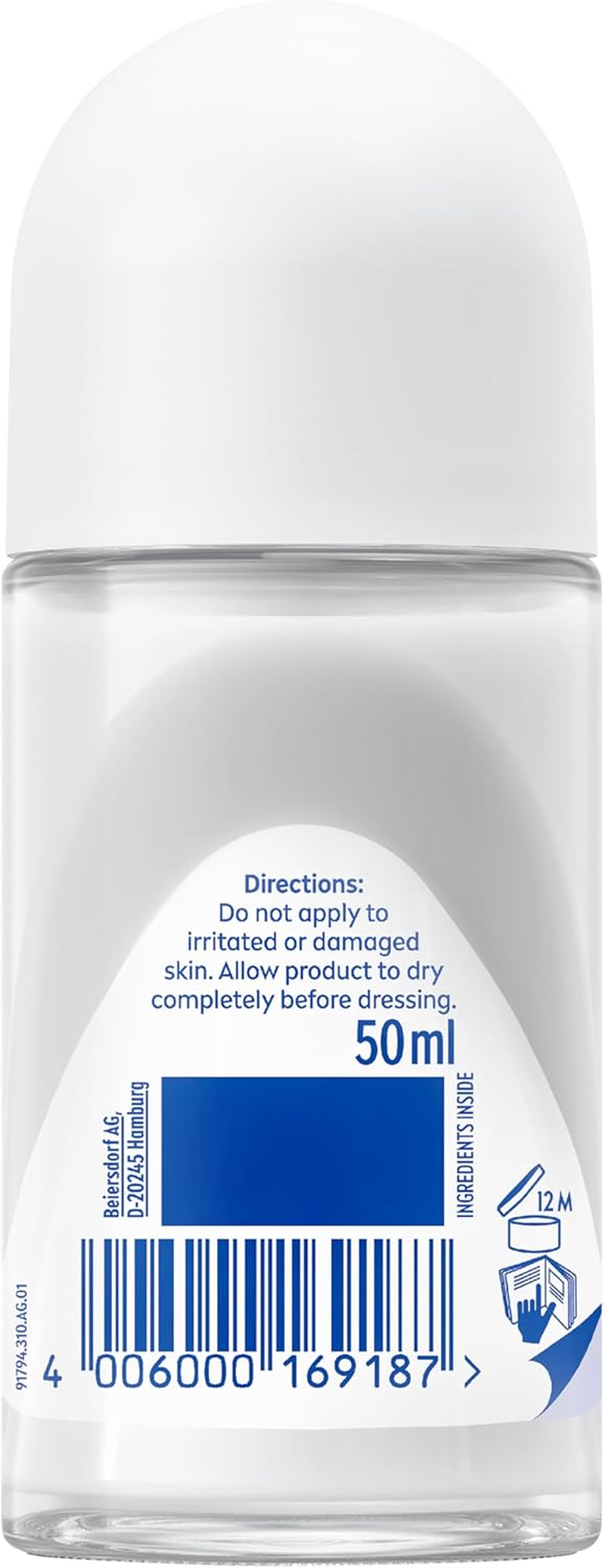 NIVEA Derma Control Sensitive Anti-Perspirant Roll-On Deodorant 50Ml | with Pure Hyaluron & Vitamin C | Deodorant for Sensitive Skin | 72-Hour Sweat Protection | Skin Calming Formula image number 3