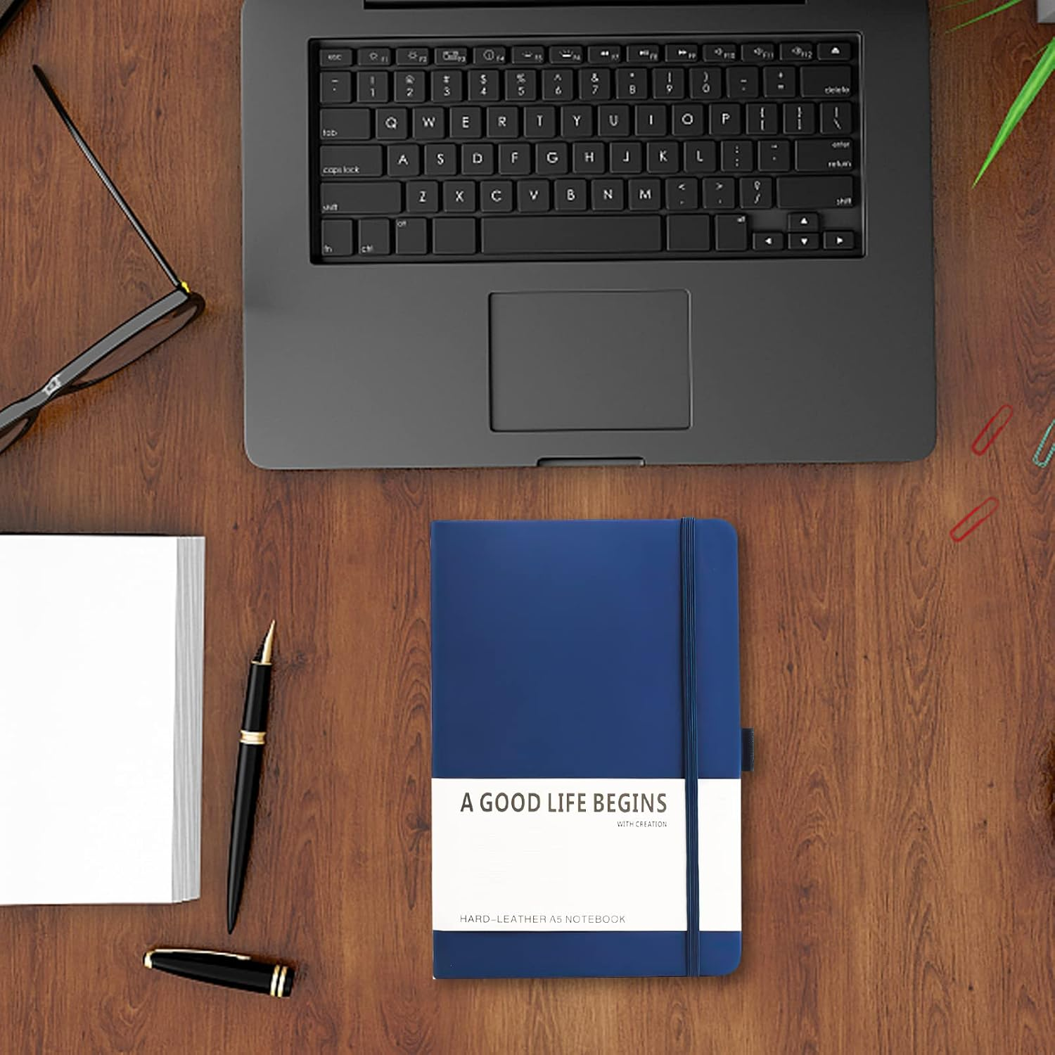 SAYEEC Lined Journal Notebook 1 Pack, A5 Hardcover Notebook for Work with Pockets, 200 Pages Thick Paper, Medium 14 Cm &times; 21 Cm (Blue) image number 2