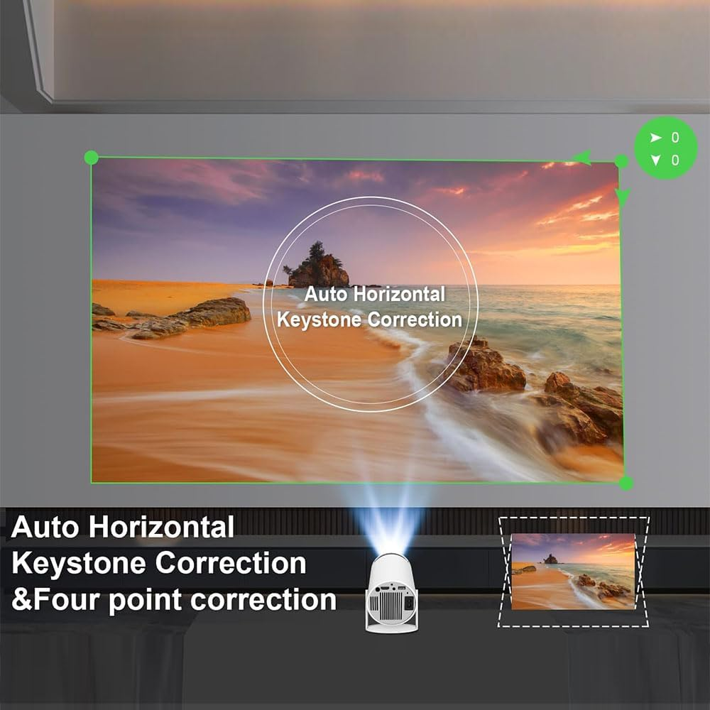 2025 Upgraded Portable Projector Mini Projector 4K 720P Support, Portable Wifi6 BT 5.0 Android 11, Smart Projector Auto Horizontal Correction, 180&deg;Rotatable Outdoor Movie Projector image number 6