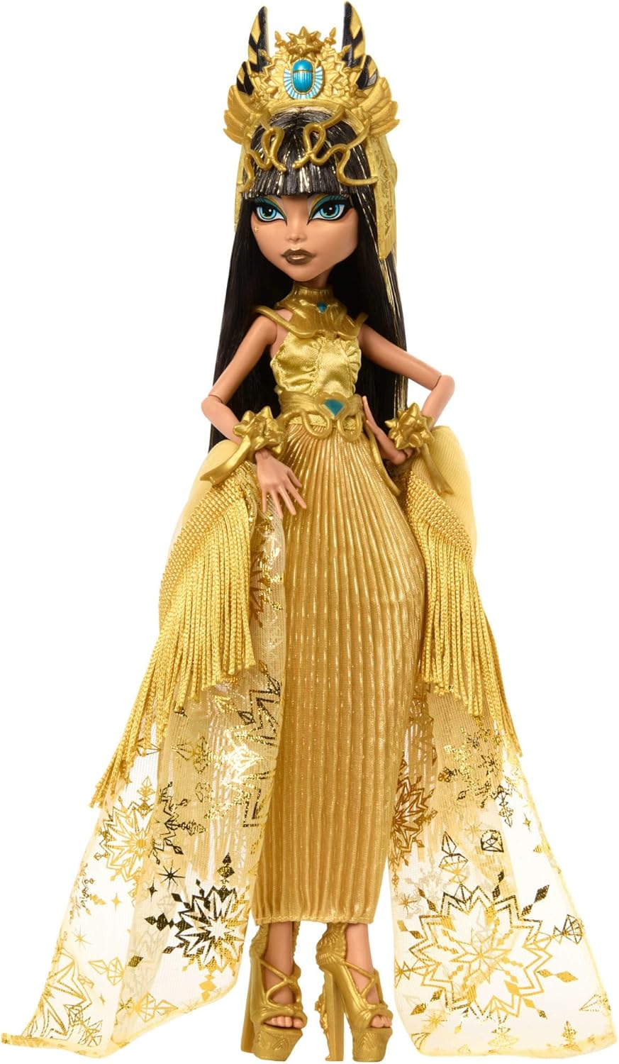 Monster High Howliday Doll, Winter Edition Cleo De Nile Collectible in Golden Gown with Gleaming Accessories and Shimmery Fringe Shawl image number 1