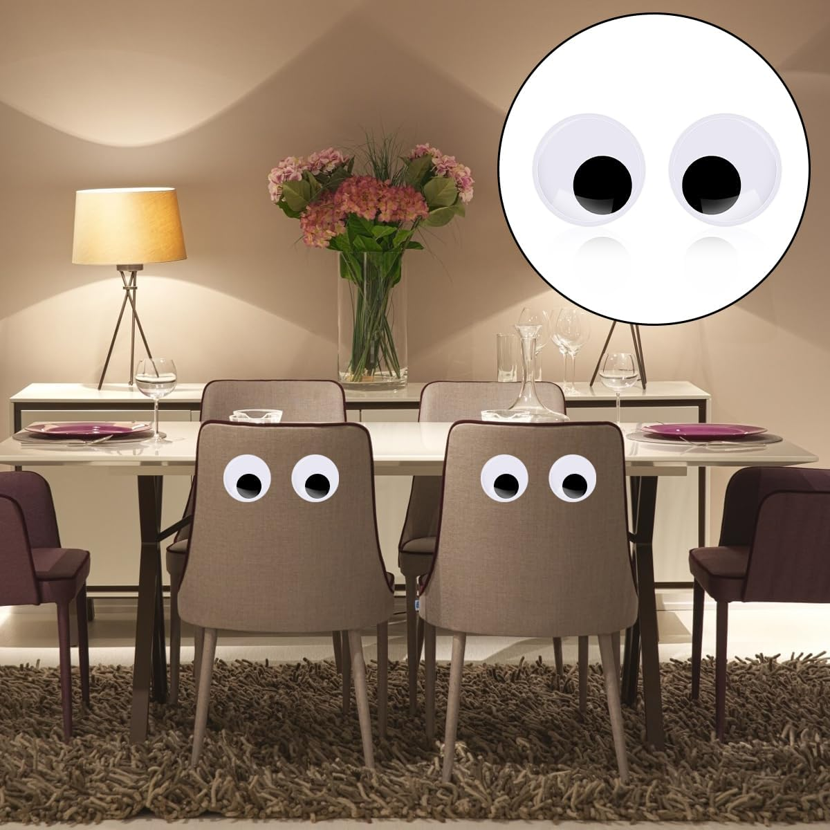 Googly Eyes, 2 Pairs Self Adhesive Large Plastic Eyes for Scrapbooking, DIY Crafts, Party Decoration (7.5Cm/2.95In)