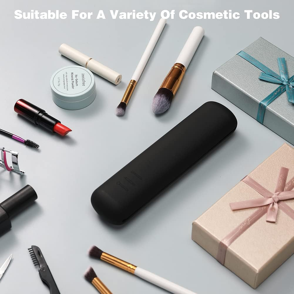 BEZOX Trendy Makeup Brush Holder - Silicon Makeup Brush Case, Sleek Make up Brush Holder, Waterproof Makeup Brush Holder for All Your Brushes (Black) image number 4