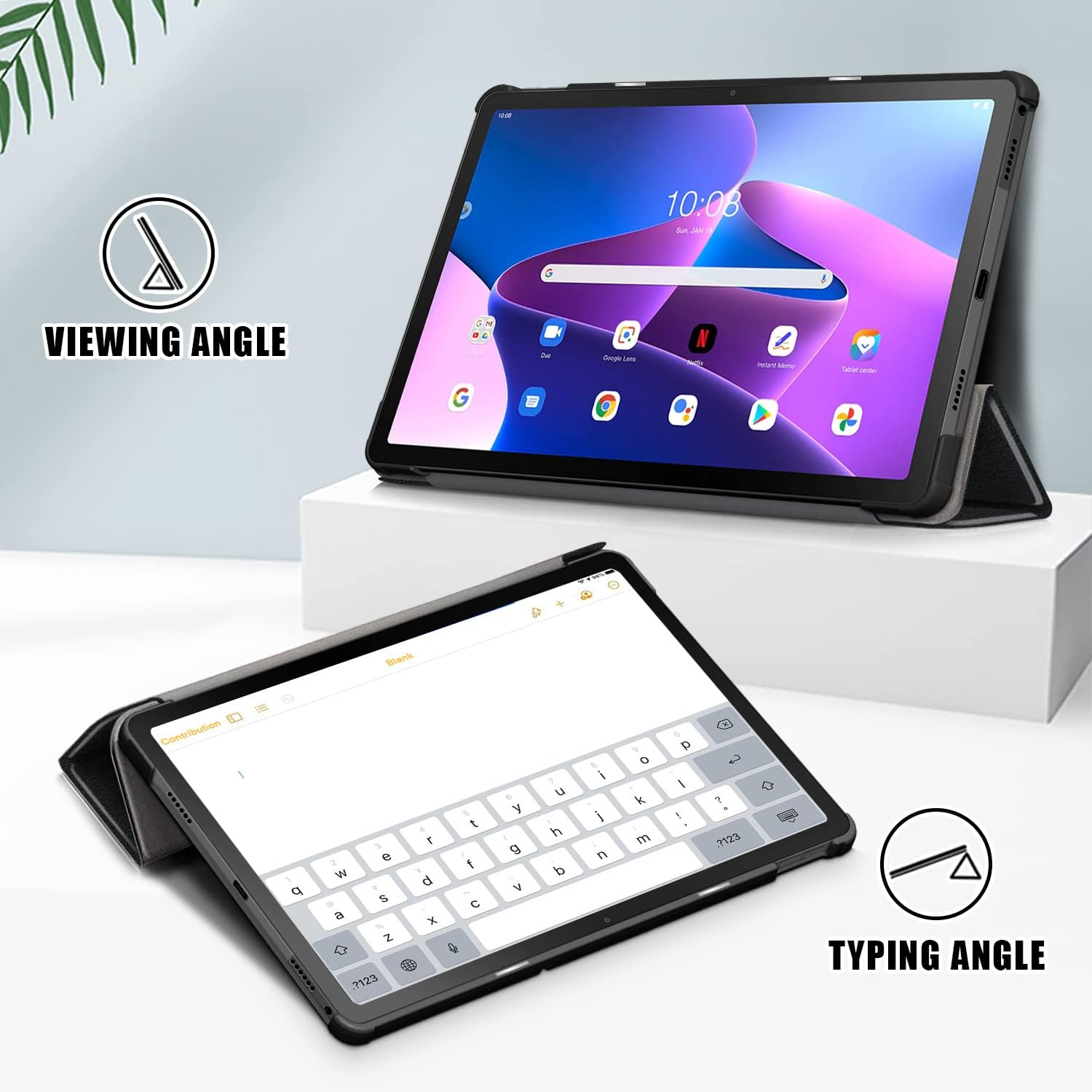 USTIYA Case for Lenovo Tab M10 plus 3Rd Gen 2022 TB-125F TB-128F 10.6" Protective Leather PC + PU Cover (Black) image number 5