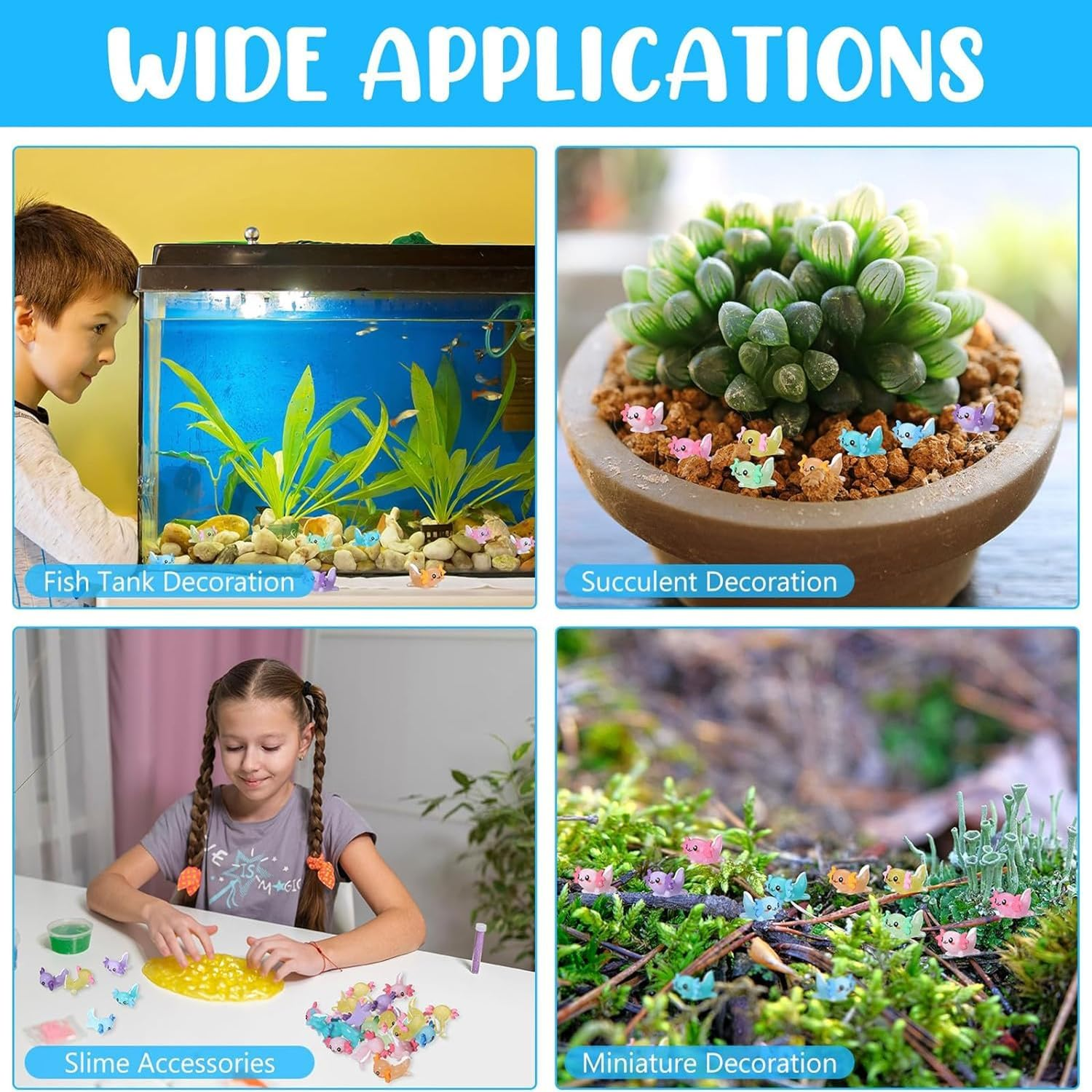 Mini Resin Axolotl Tiny Animal Figurine Miniature Figurines Garden Landscape Aquarium Ornament Potted Plants Decoration DIY Crafts for Christmas (Solid Color-42Pcs) image number 4