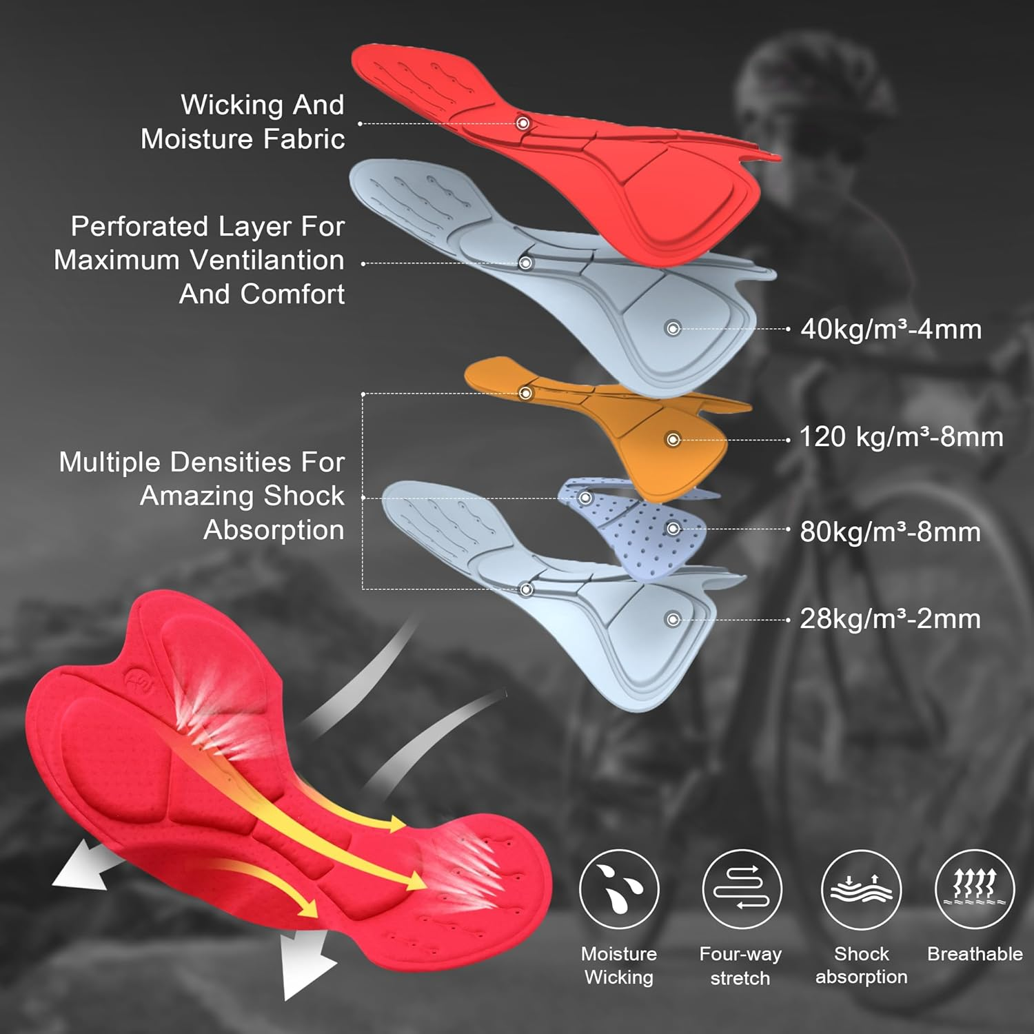 Bike Shorts Men 4D Padded Zipper Pockets Cycling Spin Biker Shorts Mountain Biking Bicycle