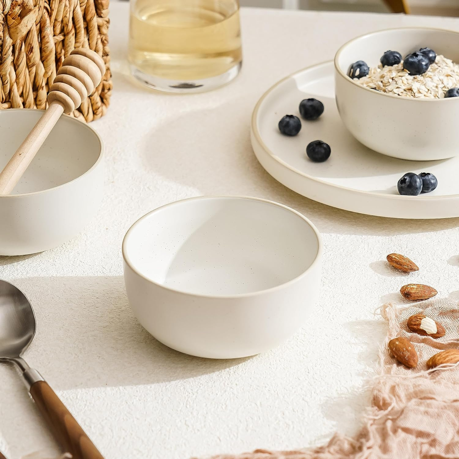 S&Q'S Ceramics Ceramic Small Bowls for Kitchen, Set of 6, 10 Ounces Small Ceramic Bowls for Condiments, Dipping, Side Dishes (Glazed Matte Off-White), (TSW) image number 5