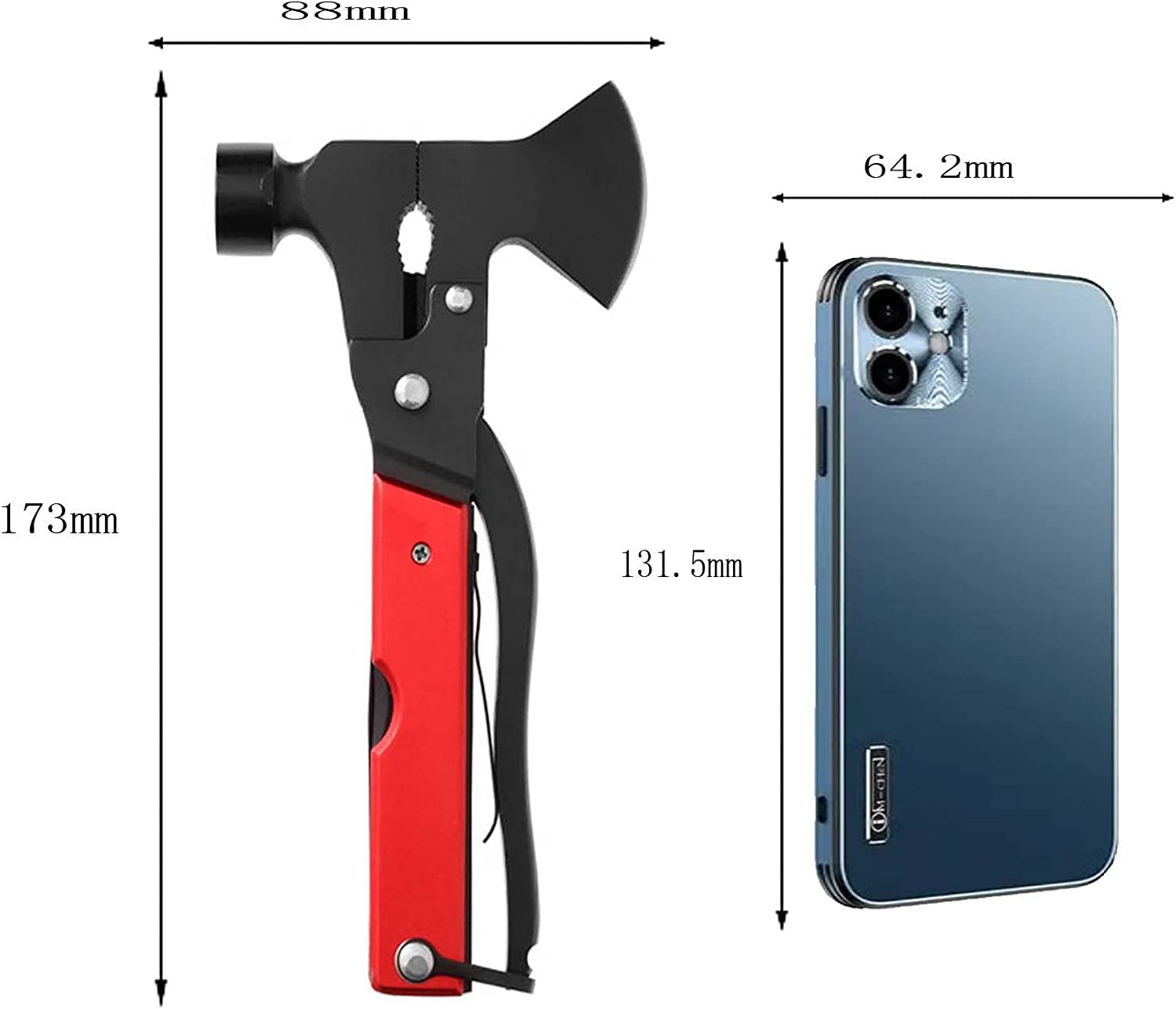 Camping Accessories Multitool - 16 in 1 Survival Knife Gear Axe Hammer Multi Tool, Gifts for Men Dad Husband Boyfriend Fathers Day Birthday Christmas, Cool Gadgets for Hunting Hiking Durable Sheath