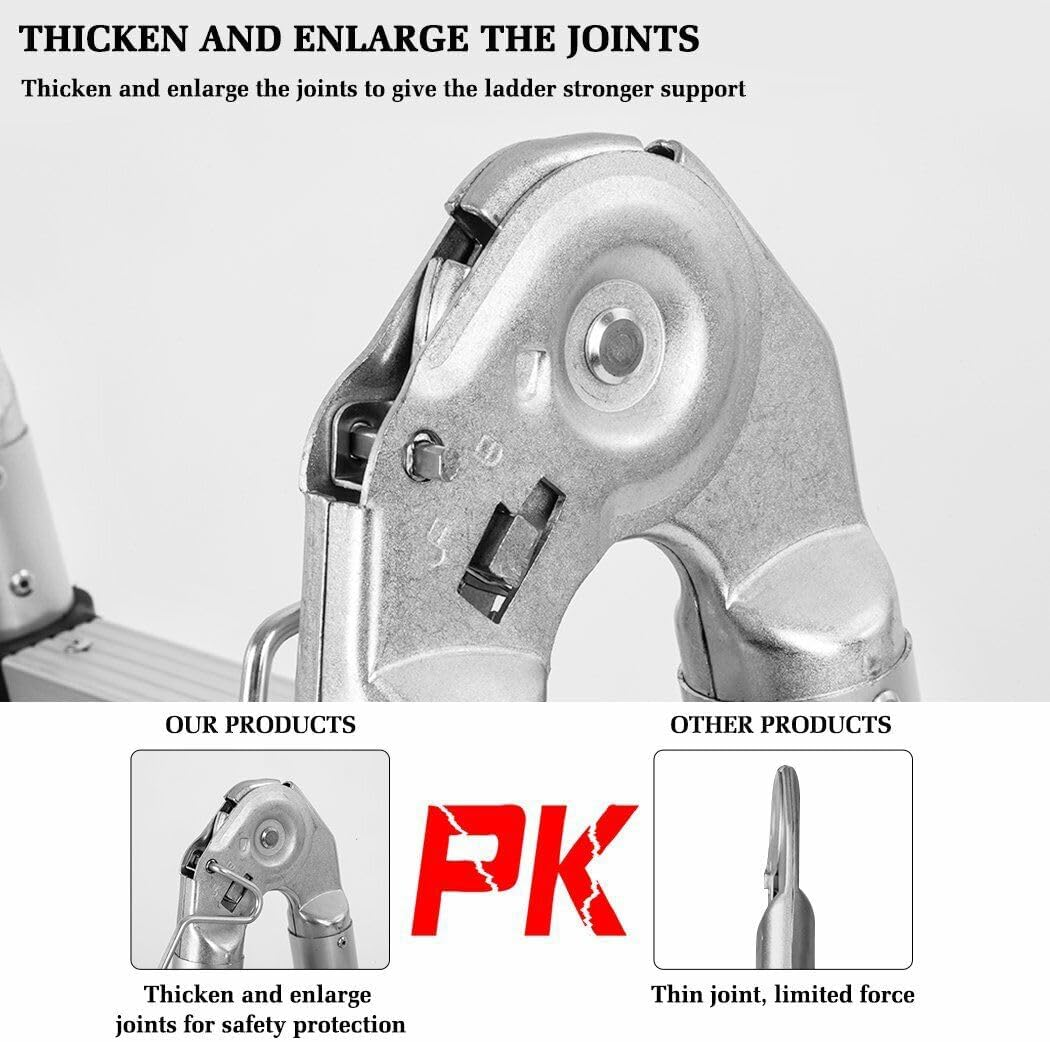 3.2M/3.8M/4.4M/5.0M Multi-Purpose Telescopic Aluminum A-Frame Ladder, 330 Lbs Capacity, Lightweight, Durable, and Compact for Home and Work (4.4M)